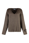 Prada V-neck Checked Pullover In Beige