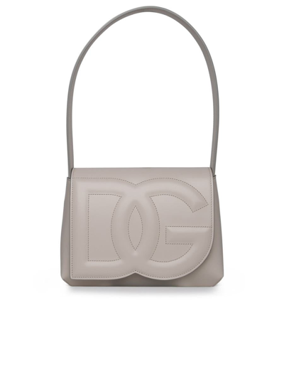 Dolce & Gabbana Dg Logo Shoulder Bag In Ivory Calf Leather In Avorio