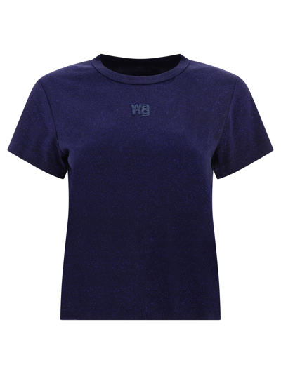 Alexander Wang Logo Embroidered Crewneck T In Blue