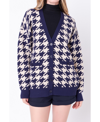 ENGLISH FACTORY WOMEN'S KNIT HOUNDSTOOTH CARDIGAN