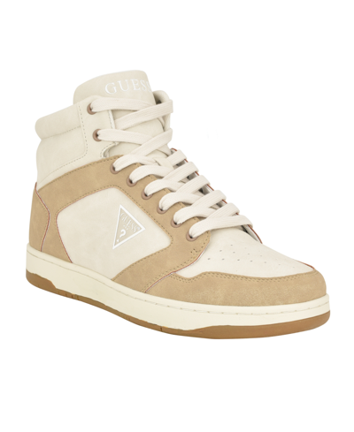 Guess Men's Tubulo High Top Lace Up Fashion Sneakers In Light Brown,light Natural