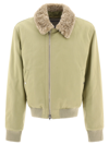 Burberry Shearling Trimmed Cotton Jacket In Green