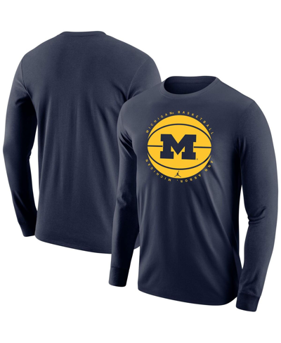 Jordan Men's  Navy Michigan Wolverines Basketball Long Sleeve T-shirt