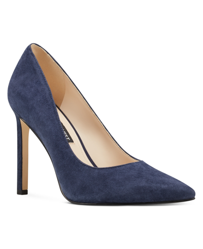 Nine West Women's Tatiana Stiletto Pointy Toe Dress Pumps In Navy Suede