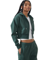 COTTON ON WOMEN'S PLUSH ESSENTIAL CROPPED FULL ZIP HOODED FLEECE SWEATSHIRT