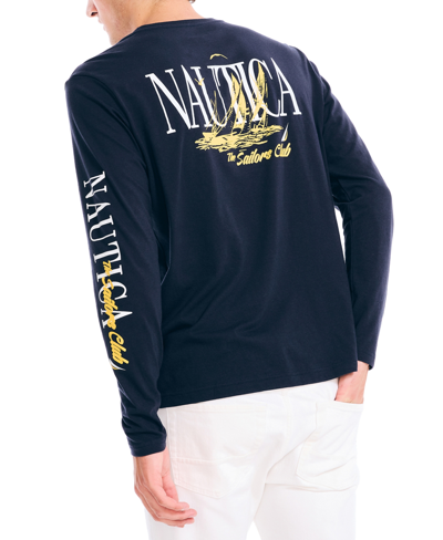 Nautica Men's Classic-fit Logo Graphic Long-sleeve T-shirt In Navy