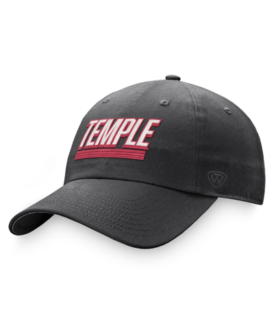 TOP OF THE WORLD MEN'S TOP OF THE WORLD CHARCOAL TEMPLE OWLS SLICE ADJUSTABLE HAT