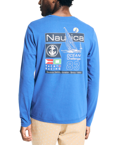 Nautica Men's Classic-fit Logo Graphic Long-sleeve T-shirt In Bright Cobalt