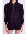 Endless Rose Velvet Sequin Bomber Jacket In Black In Black
