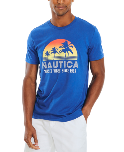 Nautica Men's Sunset Vibes Classic-fit Logo Graphic T-shirt In Bright Cobalt