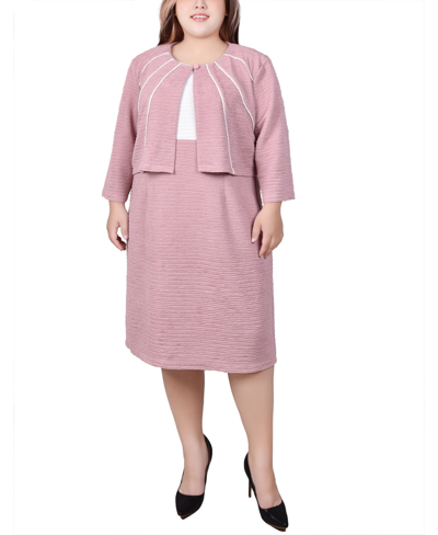 Ny Collection Petite Two Piece Jacket And Dress Set In Blush