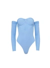Fleur Du Mal Jersey Ruched Bodysuit In Astrid Blue