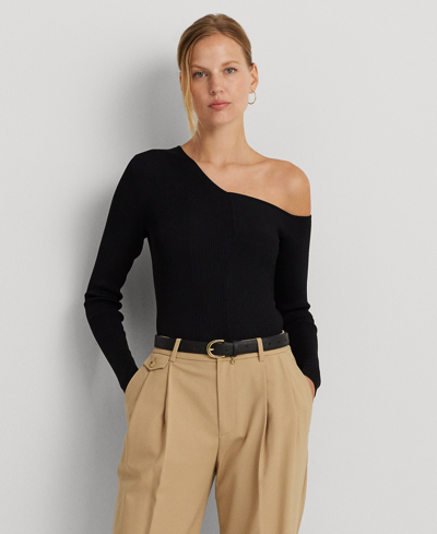 Lauren Ralph Lauren Women's One-shoulder Ribbed Sweater In Black