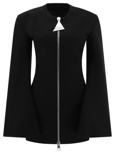 Attico Zip-up Mini Dress In Black