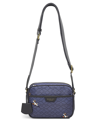 Radley London Heirloom Ski Dog Polyester Mini Zip Top Crossbody In Cloud Burst