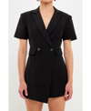 Endless Rose Short Sleeve Blazer Romper In Black