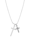 Unwritten Cubic Zirconia And Silver Plated Cross Pendant Necklace In Silver
