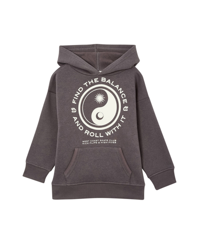 Cotton On Kids' Little Boys Marco Hooded Sweater In Rabbit Gray,yin Yang Find The Balance