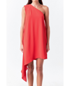 ENDLESS ROSE WOMEN'S SHOULDER PIN TUCKED ASYMMETRICAL MINI DRESS