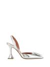 Amina Muaddi Rosie Sling 95 Dark Grey Mirror Patent Pumps
