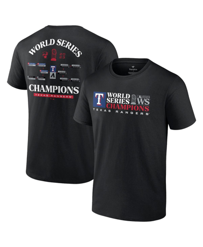 Fanatics Men's  Black Texas Rangers 2023 World Series Champions Milestone Schedule T-shirt