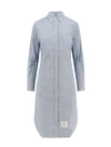 THOM BROWNE COTTON CHEMISIER DRESS WITH TRICOLOR DETAIL