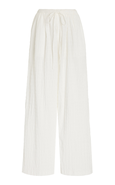 Elce Exclusive Harlee Cotton Gauze Wide-leg Trousers In White
