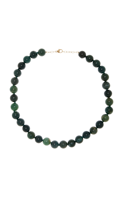 Jia Jia 14k Yellow Gold Agate Necklace In Dark Green