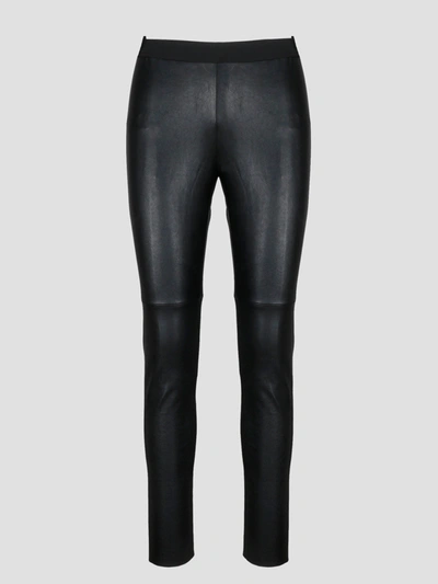 P.a.r.o.s.h Leather Slim Trouser In Black
