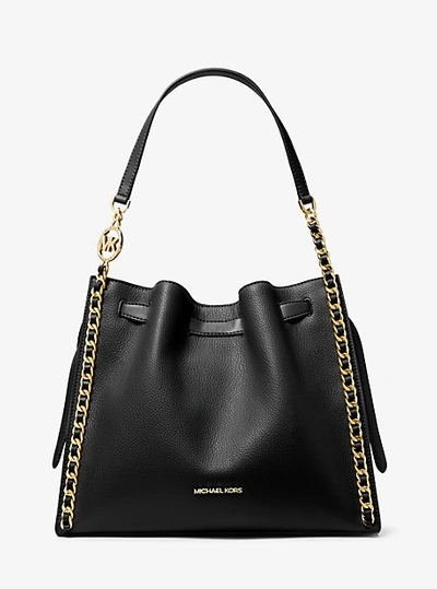 Michael Kors Mina Large Chain Shoulder Bag In Black