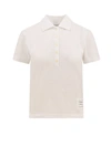 THOM BROWNE COTTON POLO SHIRT WITH BACK TRICOLOR BANDS
