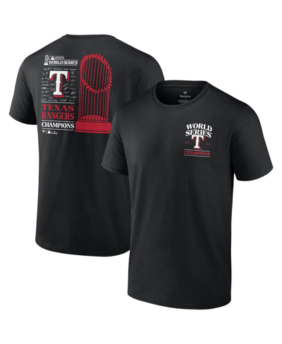 Fanatics Kids' Big Boys  Branded Black Texas Rangers 2023 World Series Champions Signature Roster T-shirt