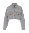 Miu Miu Cropped Denim Jacket In Grey