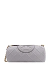 TORY BURCH LEATHER SHOULDER BAG WITH EMBOSSED LOGO