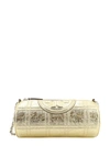 TORY BURCH LAMINATED LEATHER SHOULDER BAG WITH EMBOSSED LOGO