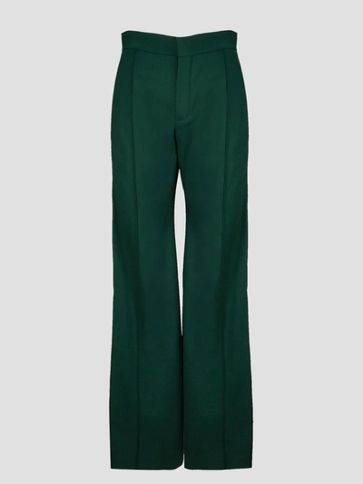 Chloé Silk Canvas Trouser In Green