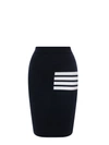 THOM BROWNE MERINO WOOL SKIRT WITH ICONIC BANDS