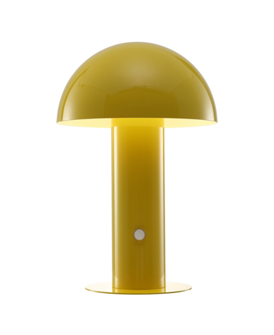 Jonathan Y Boletus 10.75" Contemporary Bohemian Rechargeable, Cordless Iron Integrated Led Mushroom Table Lamp In Yellow