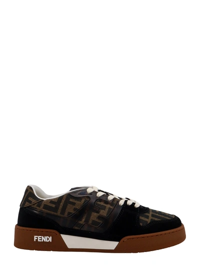 FENDI CANVAS AND SUEDE SNEAKERS WITH FF MOTIF