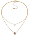 DKNY GOLD-TONE CRYSTAL & COLOR INLAY DISC LAYERED PENDANT NECKLACE, 16" + 3" EXTENDER