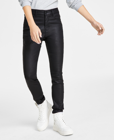 Dkny Jeans Women's Pocket Coated-denim Skinny Jeans In Blk - Black