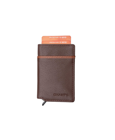 Champs Men's Secure Case Leather Rfid Card Holder In Gift Box In Brown