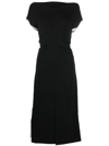 PROENZA SCHOULER BLACK ROSA DRAPED MIDI DRESS