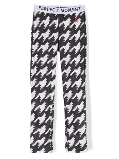 Perfect Moment Kids' Black Houndstooth Leggings