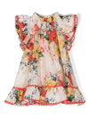 Zimmermann Alight Floral-print Cotton Dress In Neutrals