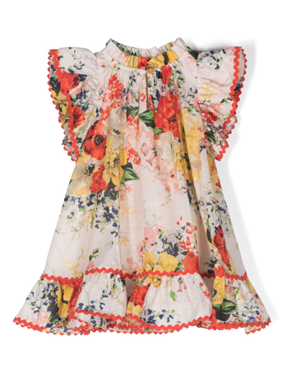 ZIMMERMANN NEUTRAL ALIGHT FLORAL-PRINT DRESS