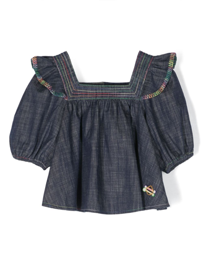 Zimmermann Kids' Blue Alight Denim Blouse