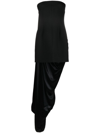 FERRAGAMO BLACK DRAPED STRAPLESS DRESS