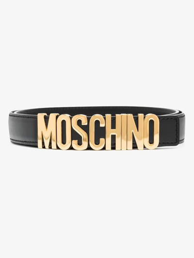 Moschino Black Logo Leather Belt