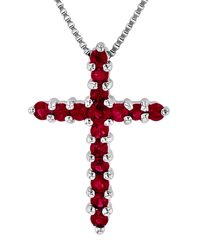 Diana M. Fine Jewelry 14k 0.32 Ct. Tw. Ruby Cross Pendant Necklace